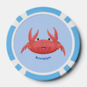 Cute red spotty crab cartoon afbeelding poker chips (Achterkant)