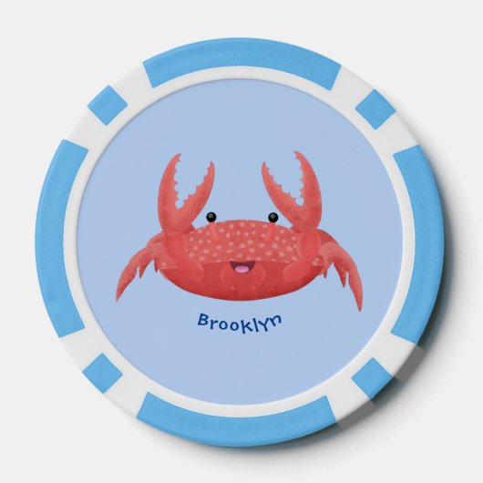 Cute red spotty crab cartoon afbeelding poker chips (Achterkant)