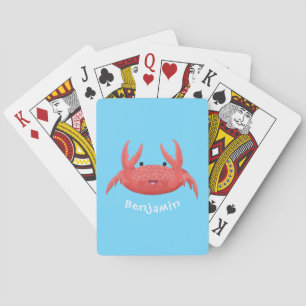 Cute red spotty crab cartoon afbeelding pokerkaarten