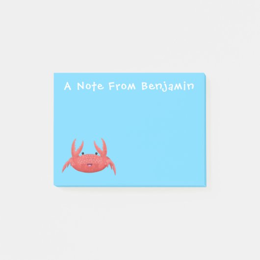 Cute red spotty crab cartoon afbeelding post-it® notes (Voorkant)