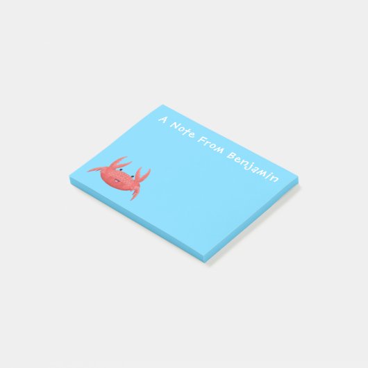 Cute red spotty crab cartoon afbeelding post-it® notes (Schuin)