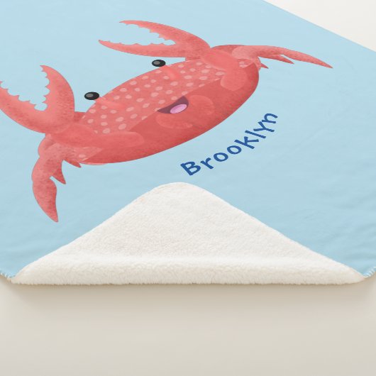 Cute red spotty crab cartoon afbeelding sherpa deken (3/4)