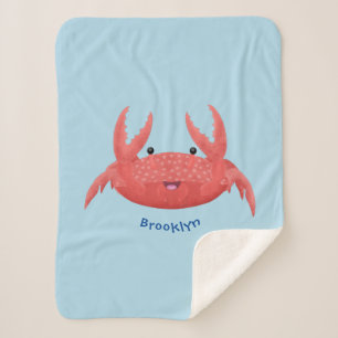 Cute red spotty crab cartoon afbeelding sherpa deken