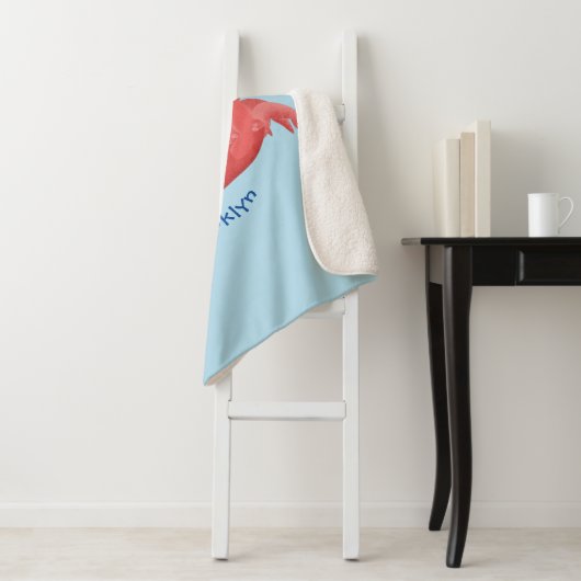 Cute red spotty crab cartoon afbeelding sherpa deken (In situ)