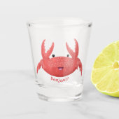 Cute red spotty crab cartoon afbeelding shot glas (Voorkant)