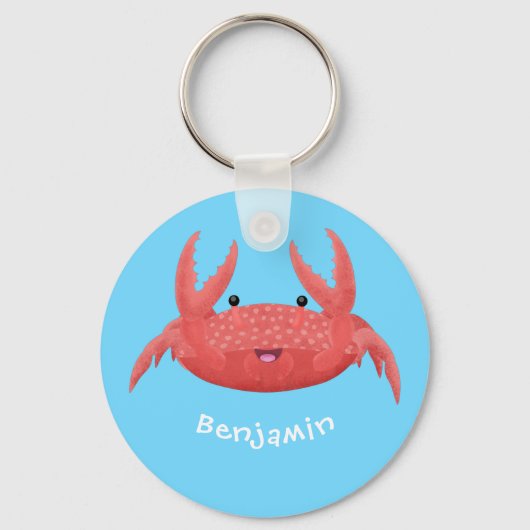 Cute red spotty crab cartoon afbeelding sleutelhanger (Voorkant)
