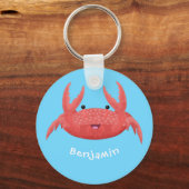 Cute red spotty crab cartoon afbeelding sleutelhanger (Voorkant)