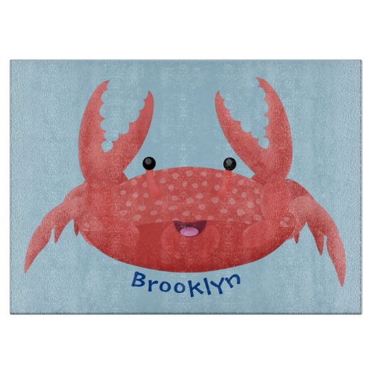 Cute red spotty crab cartoon afbeelding snijplank (Voorkant)