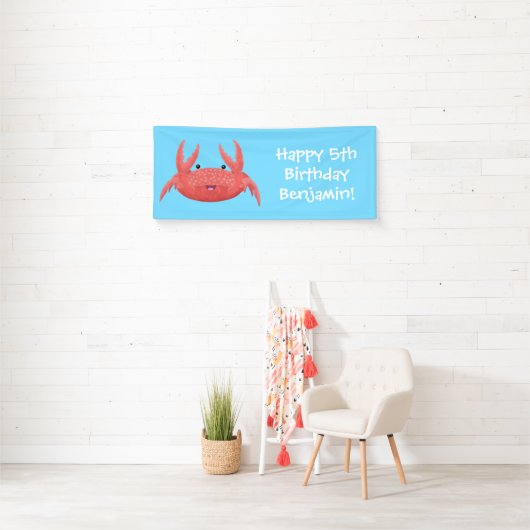 Cute red spotty crab cartoon afbeelding spandoek (Insitu)
