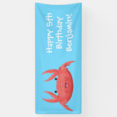 Cute red spotty crab cartoon afbeelding spandoek (Verticaal)