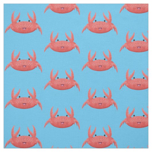 Cute red spotty crab cartoon afbeelding stof (Swatch)