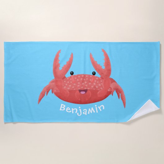 Cute red spotty crab cartoon afbeelding strandlaken (Voorkant)
