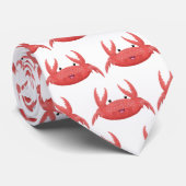 Cute red spotty crab cartoon afbeelding stropdas (Opgerold)