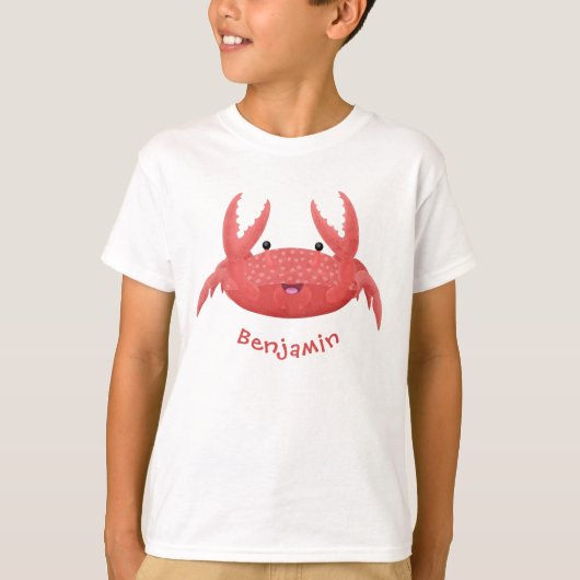 Cute red spotty crab cartoon afbeelding t-shirt (Voorkant)