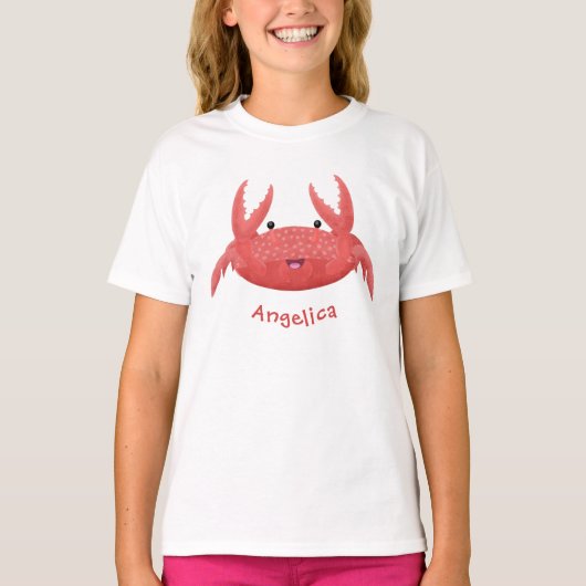 Cute red spotty crab cartoon afbeelding t-shirt (Voorkant)