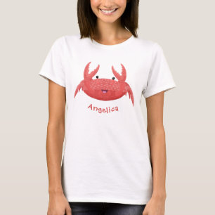 Cute red spotty crab cartoon afbeelding t-shirt