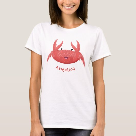 Cute red spotty crab cartoon afbeelding t-shirt (Voorkant)