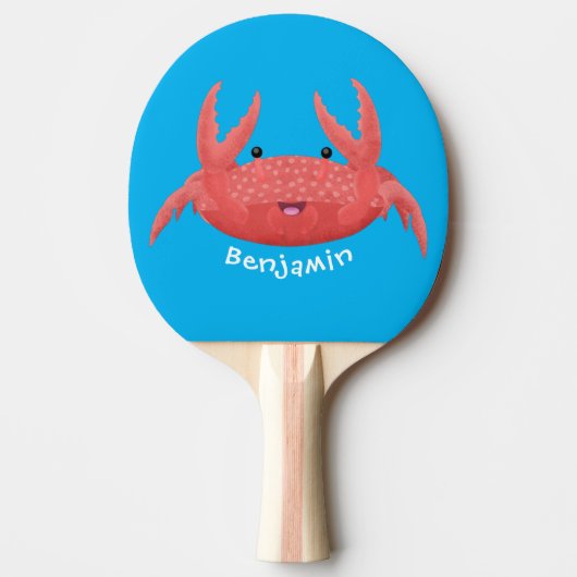 Cute red spotty crab cartoon afbeelding tafeltennisbatje (Voorkant)