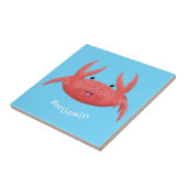 Cute red spotty crab cartoon afbeelding tegeltje (Zijkant)