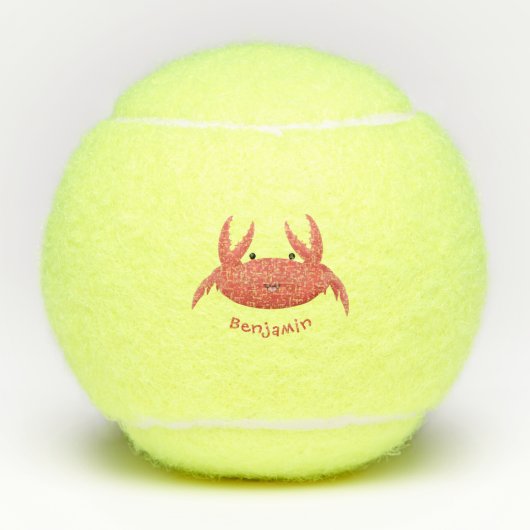 Cute red spotty crab cartoon afbeelding tennisballen (Voorkant)