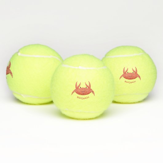 Cute red spotty crab cartoon afbeelding tennisballen (Multi)