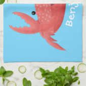 Cute red spotty crab cartoon afbeelding theedoek (Gevouwen)