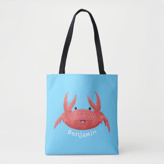 Cute red spotty crab cartoon afbeelding tote bag (Voorkant)