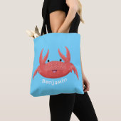 Cute red spotty crab cartoon afbeelding tote bag (Dichtbij)
