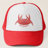 Cute red spotty crab cartoon afbeelding trucker pet (Voorkant)