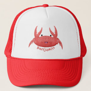 Cute red spotty crab cartoon afbeelding trucker pet