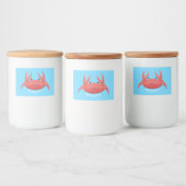 Cute red spotty crab cartoon afbeelding voedselcontainer etiket (Flessen)