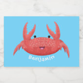 Cute red spotty crab cartoon afbeelding voedselcontainer etiket (Enkel label)