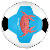 Cute red spotty crab cartoon afbeelding voetbal (Gedraaid)