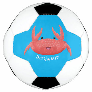 Cute red spotty crab cartoon afbeelding voetbal