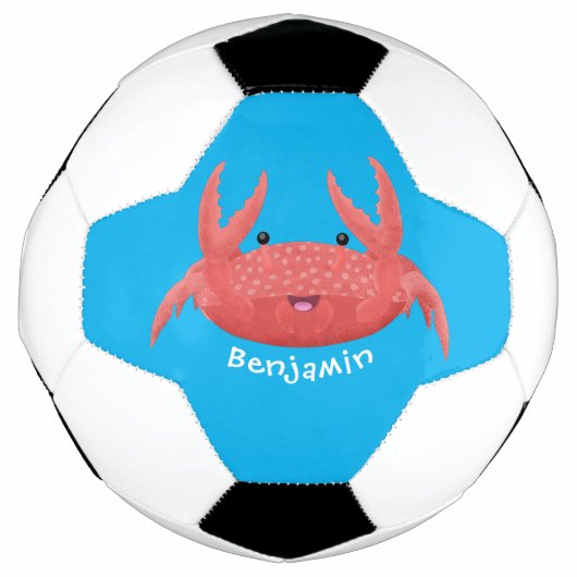 Cute red spotty crab cartoon afbeelding voetbal (Voorkant)