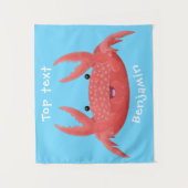 Cute red spotty crab cartoon afbeelding wandkleed (Voorkant)