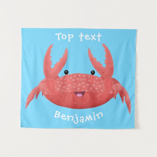 Cute red spotty crab cartoon afbeelding wandkleed (Voorkant (horizontaal))
