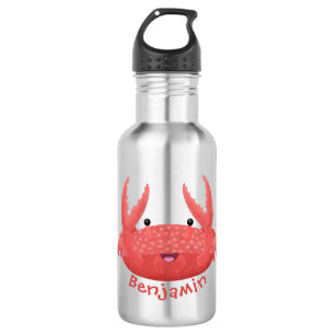 Cute red spotty crab cartoon afbeelding waterfles