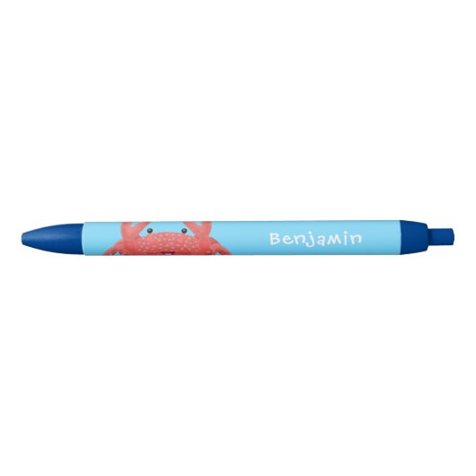 Cute red spotty crab cartoon afbeelding zwarte inkt pen (Voorkant)