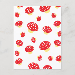 Cute Red Spotty Toadstool Mushrooms Patroon Briefkaart
