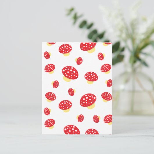 Cute Red Spotty Toadstool Mushrooms Patroon Briefkaart (Staand voorkant)