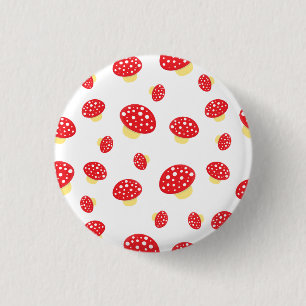 Cute Red Spotty Toadstool Mushrooms Patroon Ronde Button 3,2 Cm