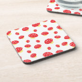 Cute Red Spotty Toadstool Mushrooms Pattern Bier Onderzetter (Linkerzijde)