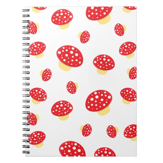 Cute Red Spotty Toadstool Mushrooms Pattern Notitieboek (Voorkant)
