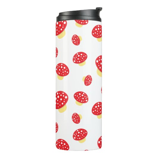 Cute Red Spotty Toadstool Mushrooms Pattern Thermosbeker (Gedraaid links)