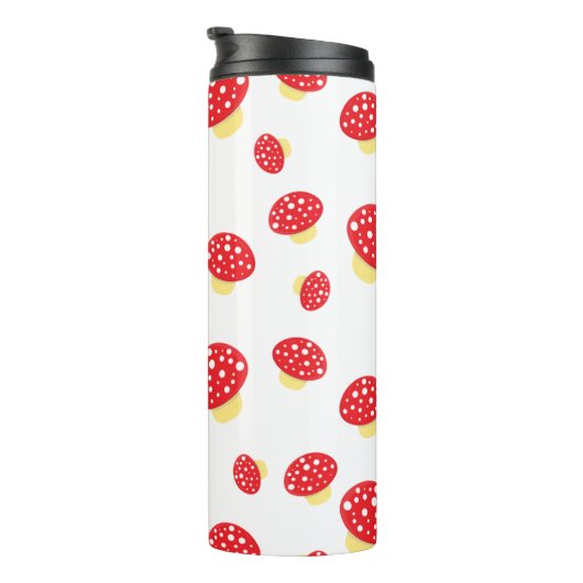 Cute Red Spotty Toadstool Mushrooms Pattern Thermosbeker (Geroteerd rechts)