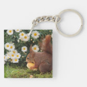 Cute Red Squirrel and Daisies Sleutelhanger (Achterkant)