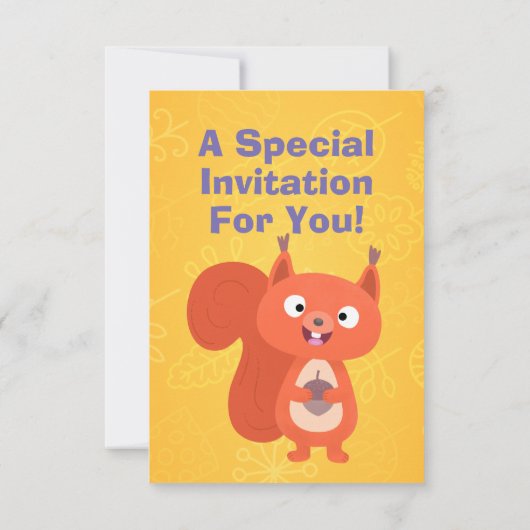 Cute red squirrel cartoon kaart (Achterkant)