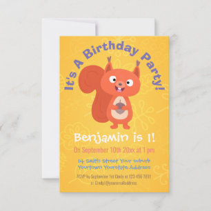 Cute red squirrel cartoon kaart