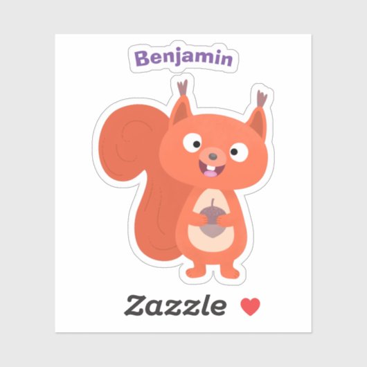 Cute red squirrel cartoon sticker (Vel)